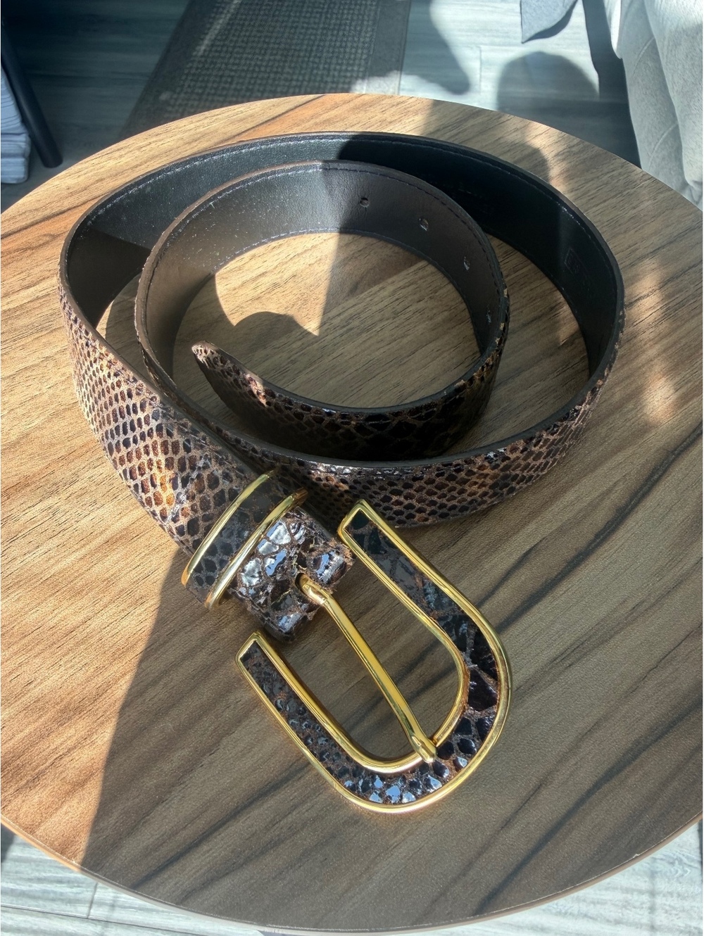S vintage Carlisle genuine snakeskin belt tan reptile patter